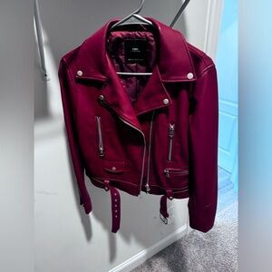 Red Zara leather jacket